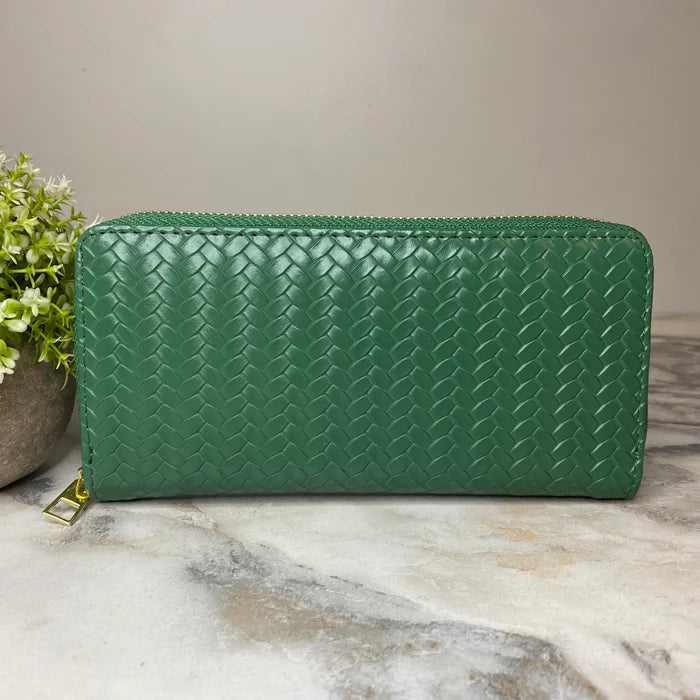 Faux Leather Woven Wallet