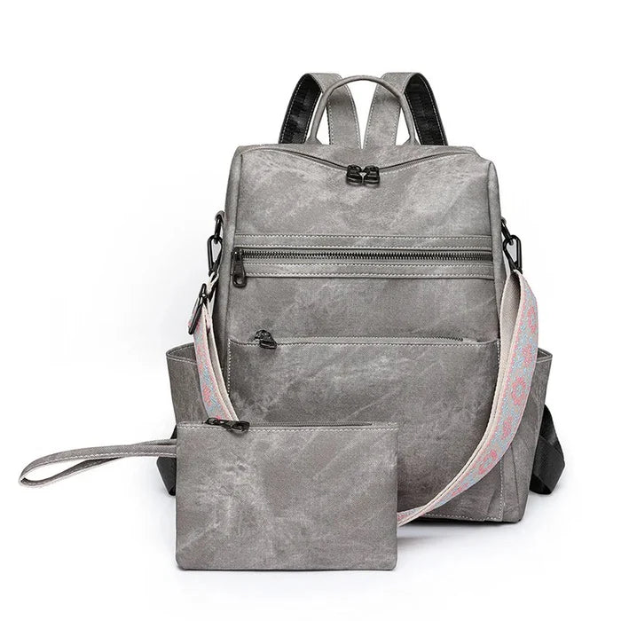 Denim Suede Brooke Backpack & Pouch