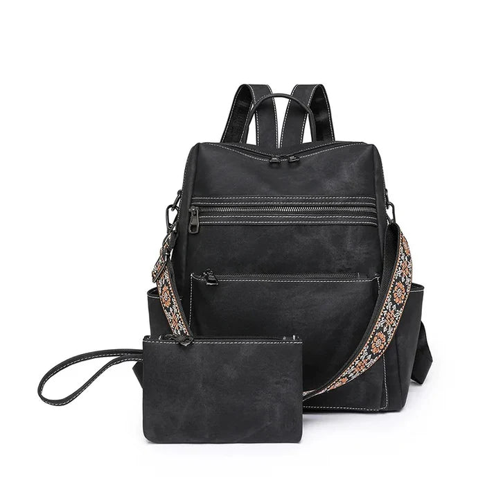 Denim Suede Brooke Backpack & Pouch